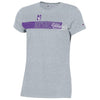 Northwestern University Wildcats Champion Ladies Grey Tee Shirt with Seam to Seam Distressed Design