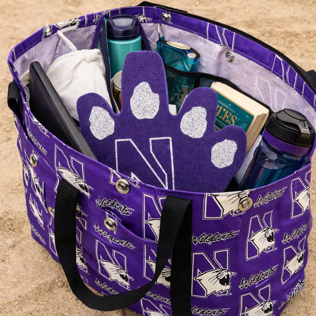 Northwestern University Wildcats Purple all Over Design Jumbo Tote Bag 22"WX13"HX5"D