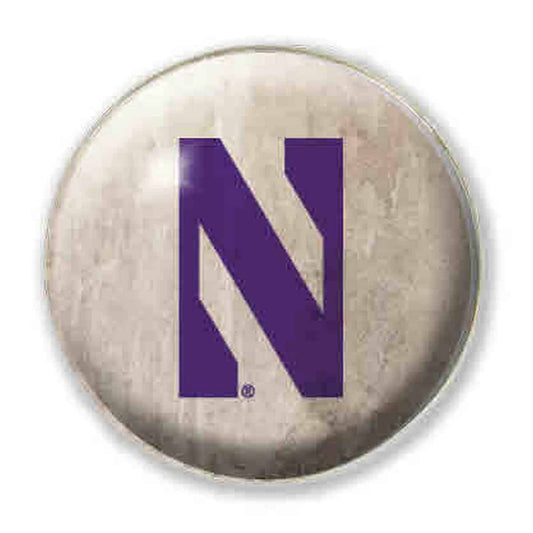 Northwestern University Wildcats 1.35" Vintage White Dome Fridge Magnet with Distressed Stylized N Design