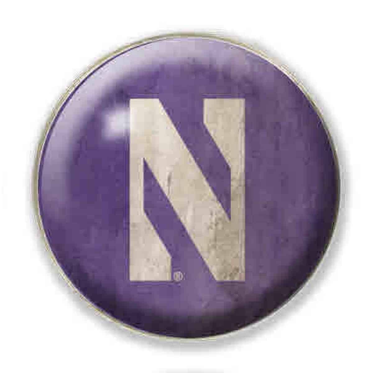 Northwestern University Wildcats 1.35" Vintage Purple Dome Fridge Magnet with Distressed Stylized N Design