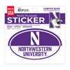 Northwestern University Wildcats Full Color Outside Application 3"X5" Oval Multi-Purpose Sticker Design #9 Stylized N