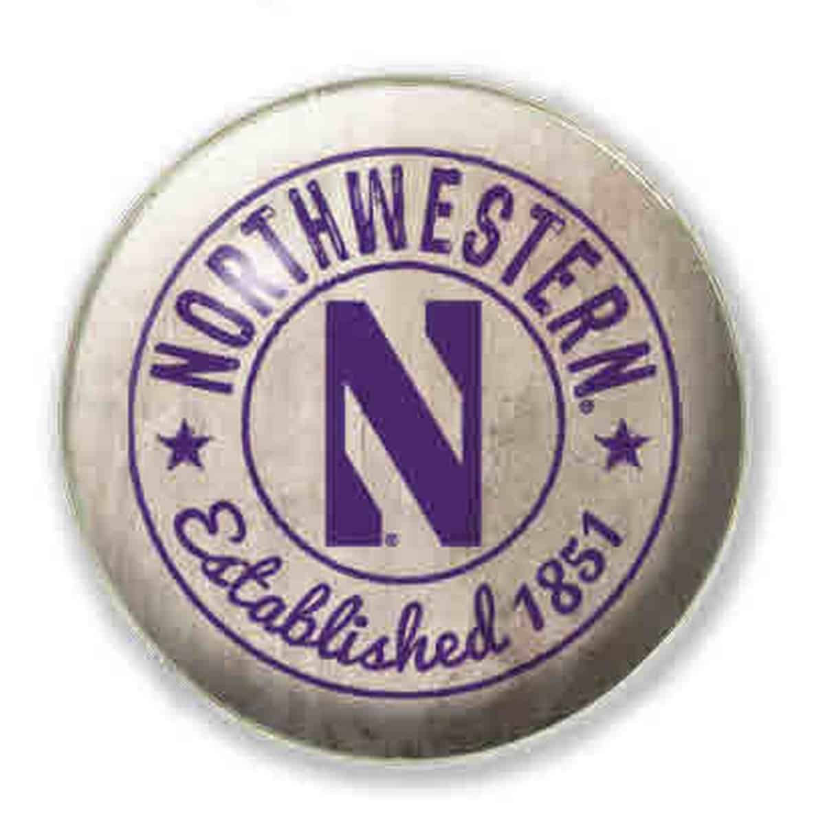 Northwestern University Wildcats 1.35" Vintage White Dome Fridge Magnet with Double Circle Stylized N Design
