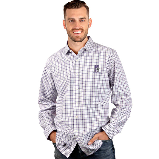 Northwestern University Wildcats Antigua Men's Purple Tailgate Long Sleeve Casual/Dress Shirt