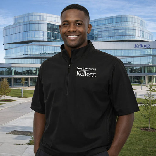 Northwestern I Kellogg Antigua Men's Black Brisk SS 1/4 Zip Pullover-2