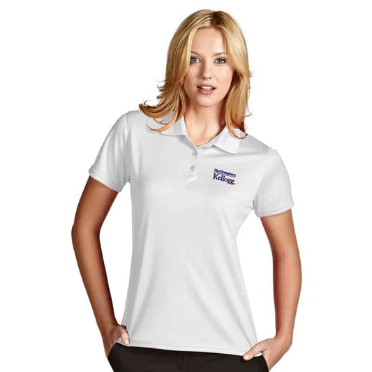 Northwestern / Kellogg Antigua Ladies White Polo Shirt