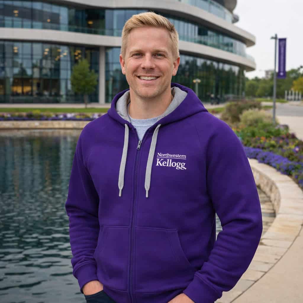 Northwestern I Kellogg Antigua Men's Victory Purple FZ Hood
