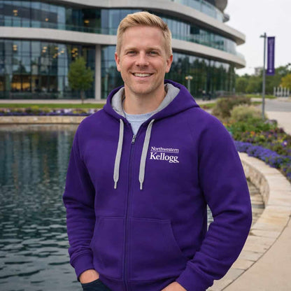 Northwestern I Kellogg Antigua Men's Victory Purple FZ Hood