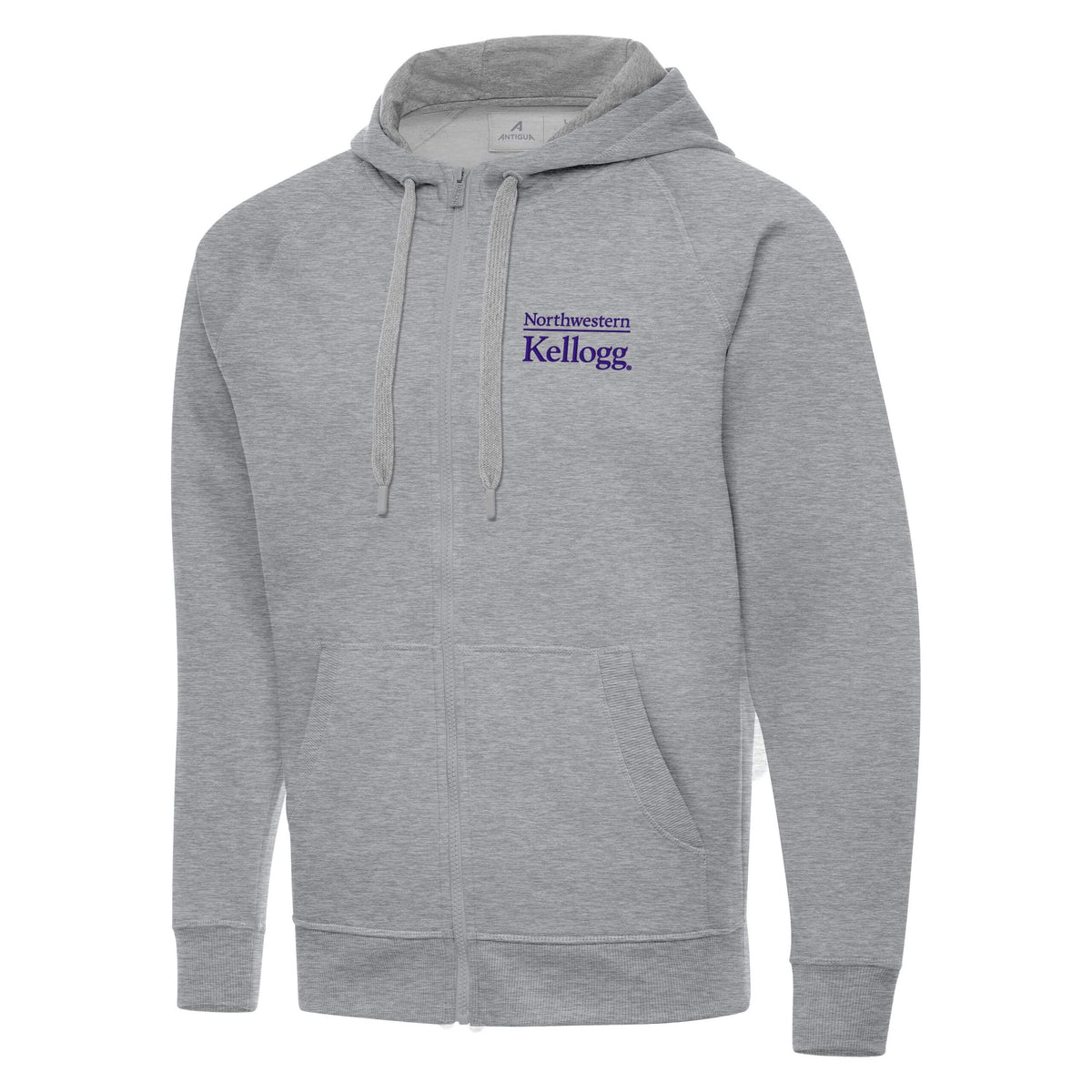 Northwestern I Kellogg Antigua Men's Victory Grey Heather FZ Hood -2