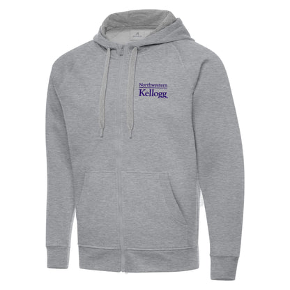 Northwestern I Kellogg Antigua Men's Victory Grey Heather FZ Hood -2