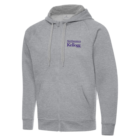 Northwestern I Kellogg Antigua Men's Victory Grey Heather FZ Hood -2