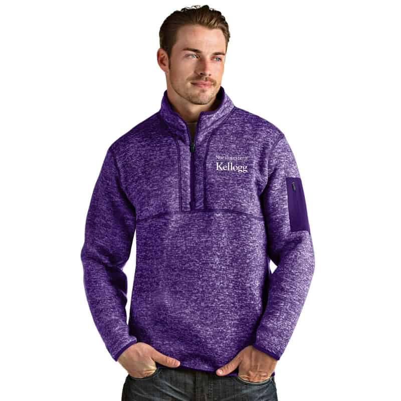 Kellogg Men's Antigua Purple Heathered Fortune 1/4 Zip