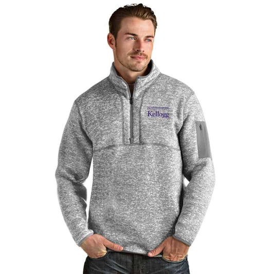 Kellogg Men's Antigua Light Grey Heathered Fortune 1/4 Zip