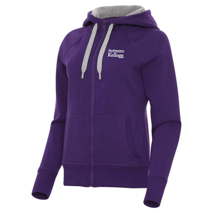 Northwestern I Kellogg Women's Antigua Victory FZ Hooded Sweatshirt in Purple Color -2