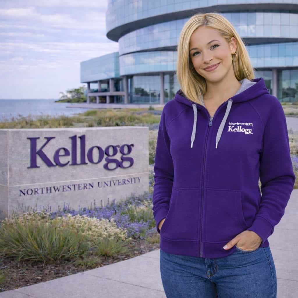 Northwestern I Kellogg Women's Antigua Victory FZ Hooded Sweatshirt in Purple Color
