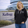 Northwestern I Kellogg Women's Antigua Victory FZ Hooded Sweatshirt in Black Color