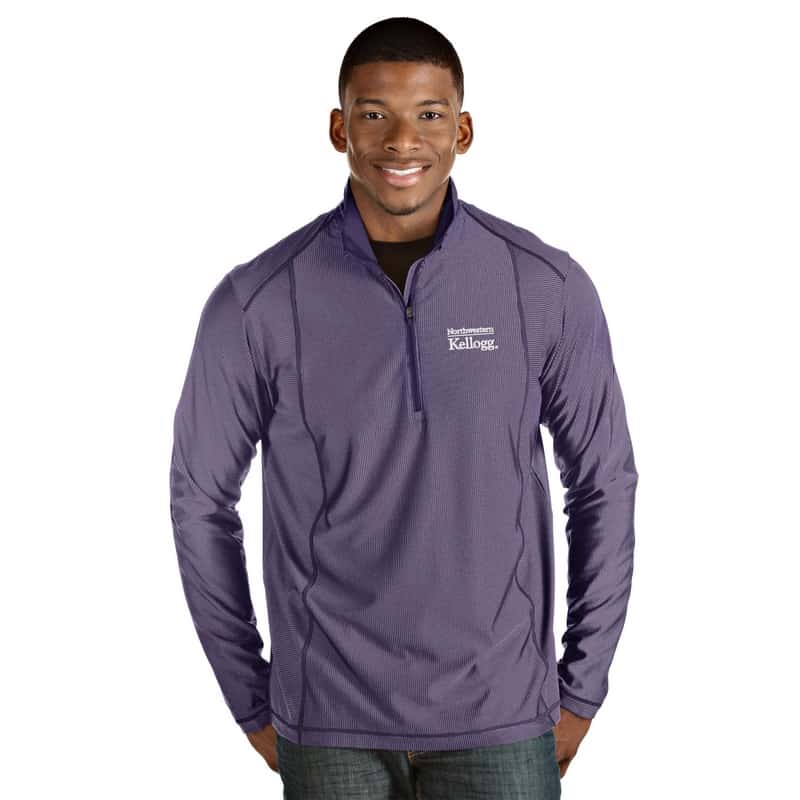 Northwestern / Kellogg Antigua Men's Purple Tempo 1/4 Zip