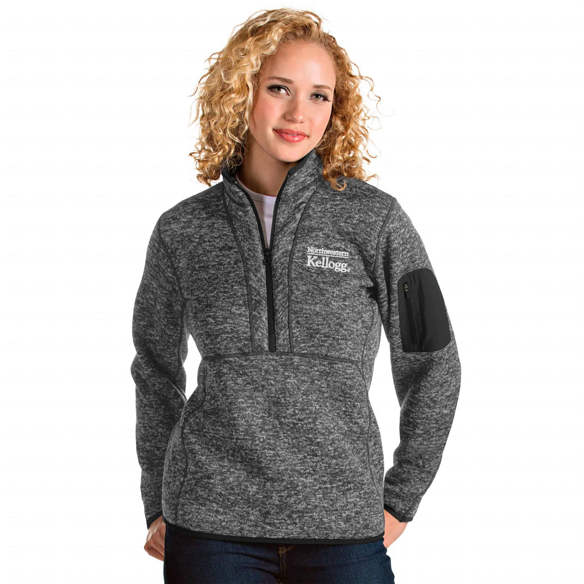 Kellogg Women's Antigua Fortune 1/2 Zip Jacket in Smoke Heather