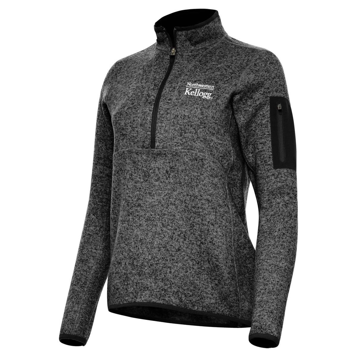 Kellogg Women's Antigua Fortune 1/2 Zip Jacket in Black Heather