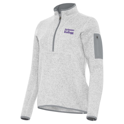 Kellogg Women's Antigua Fortune 1/2 Zip Jacket in Light Grey Heather