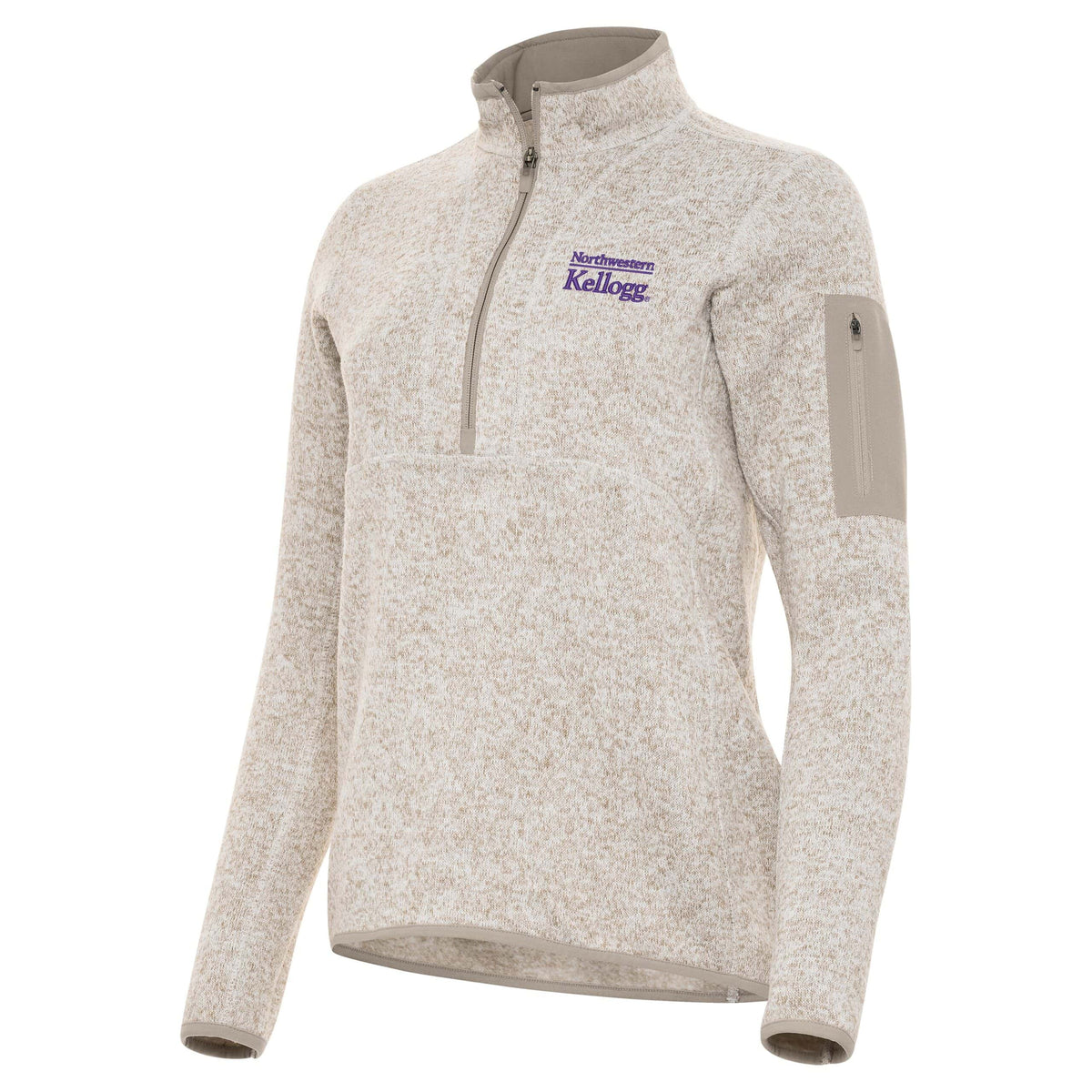 Kellogg Women's Antigua Fortune 1/2 Zip Jacket in Oatmeal Heather -1