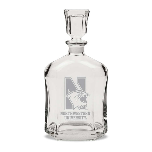 Northwestern University Wildcats 23.75 oz Crystal Decanter with Deep Etched N-Cat Design