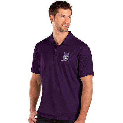 Northwestern University Wildcats Men's Antigua Purple Multi Balance Polo Shirt with N-Cat Design