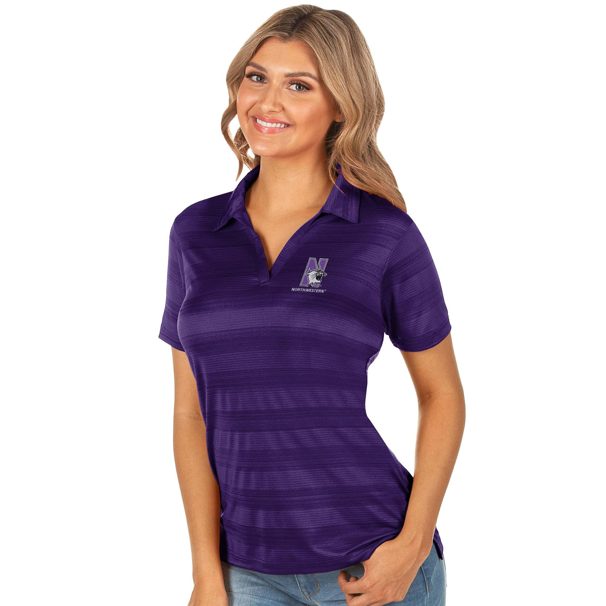 Northwestern University Wildcats Antigua Women's Compass Purple Polo Shirt