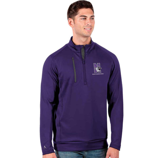 Northwestern University Wildcats Men's Antigua Purple Generation 1/4 Zip with N-Cat Design