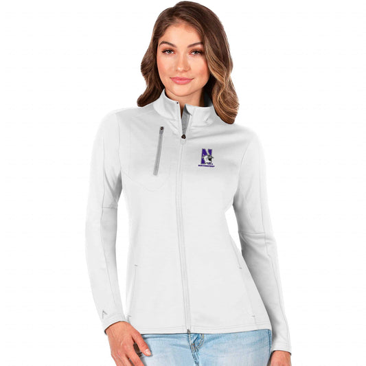 Northwestern University Wildcats Women's Antigua White Generation Full-Zip with N-Cat Design