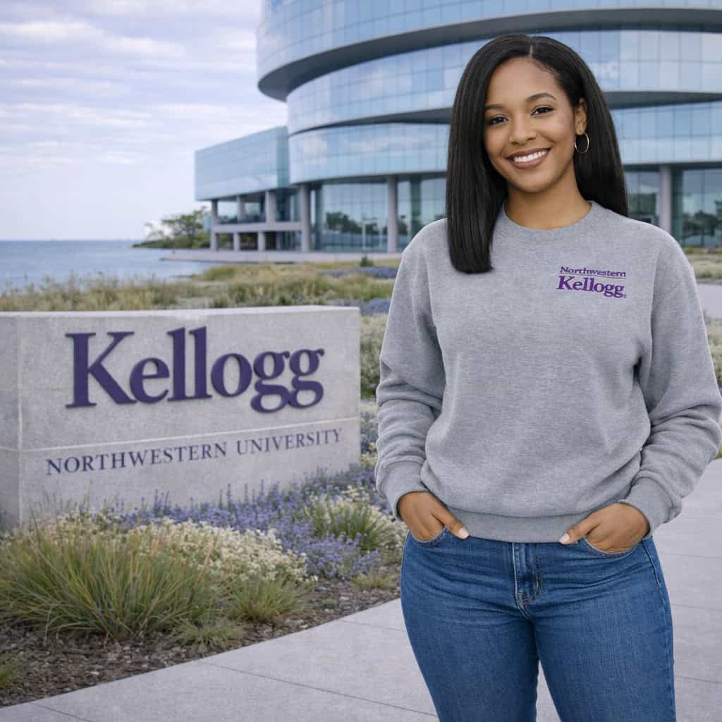 Northwestern I Kellogg Women's Antigua Victory Crewneck Sweatshirt in Grey Heather Color