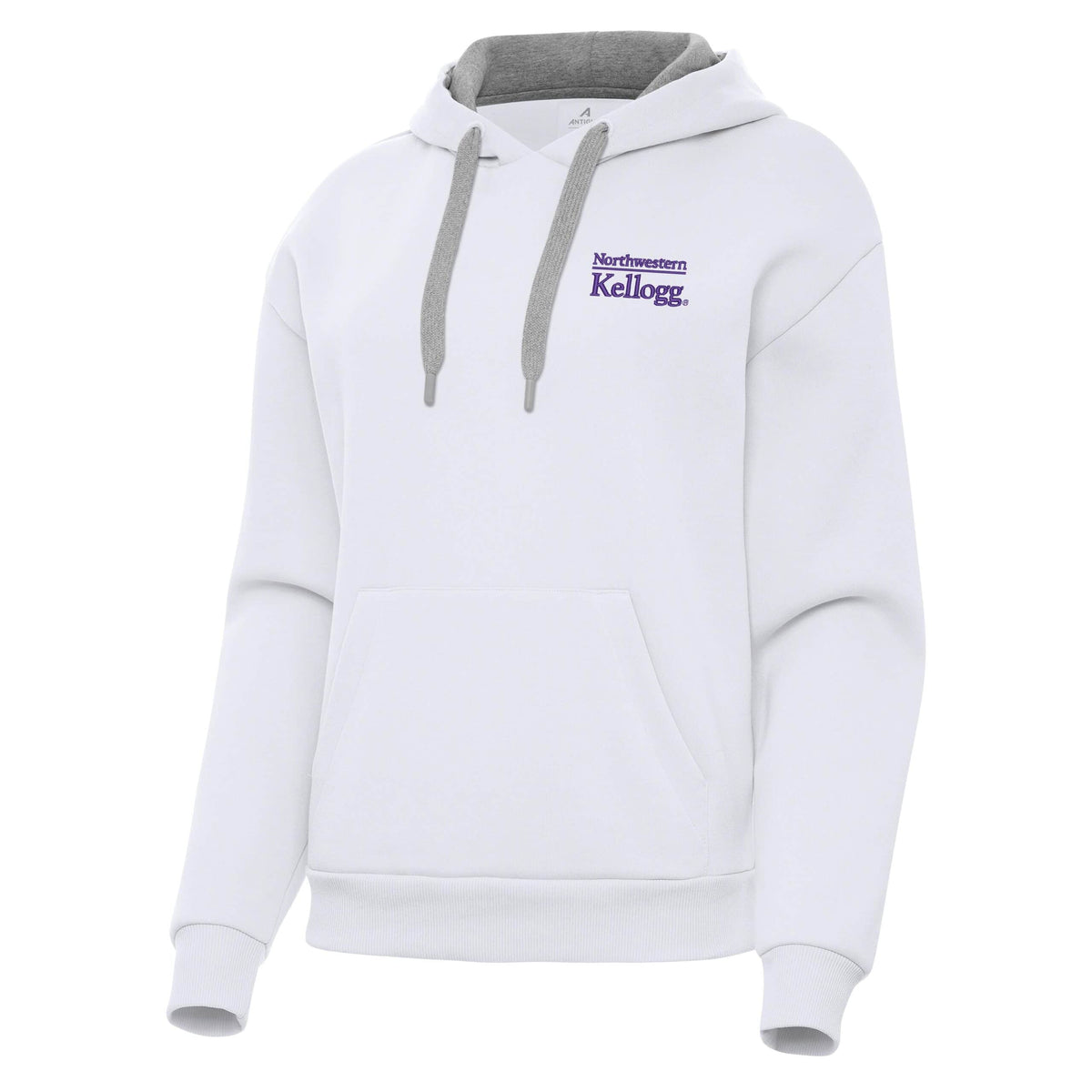 Northwestern I Kellogg Women's Antigua Victory Pullover Hooded Sweatshirt in White Color -2
