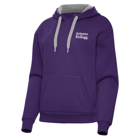 Northwestern I Kellogg Women's Antigua Victory Pullover Hooded Sweatshirt in Purple Color -2