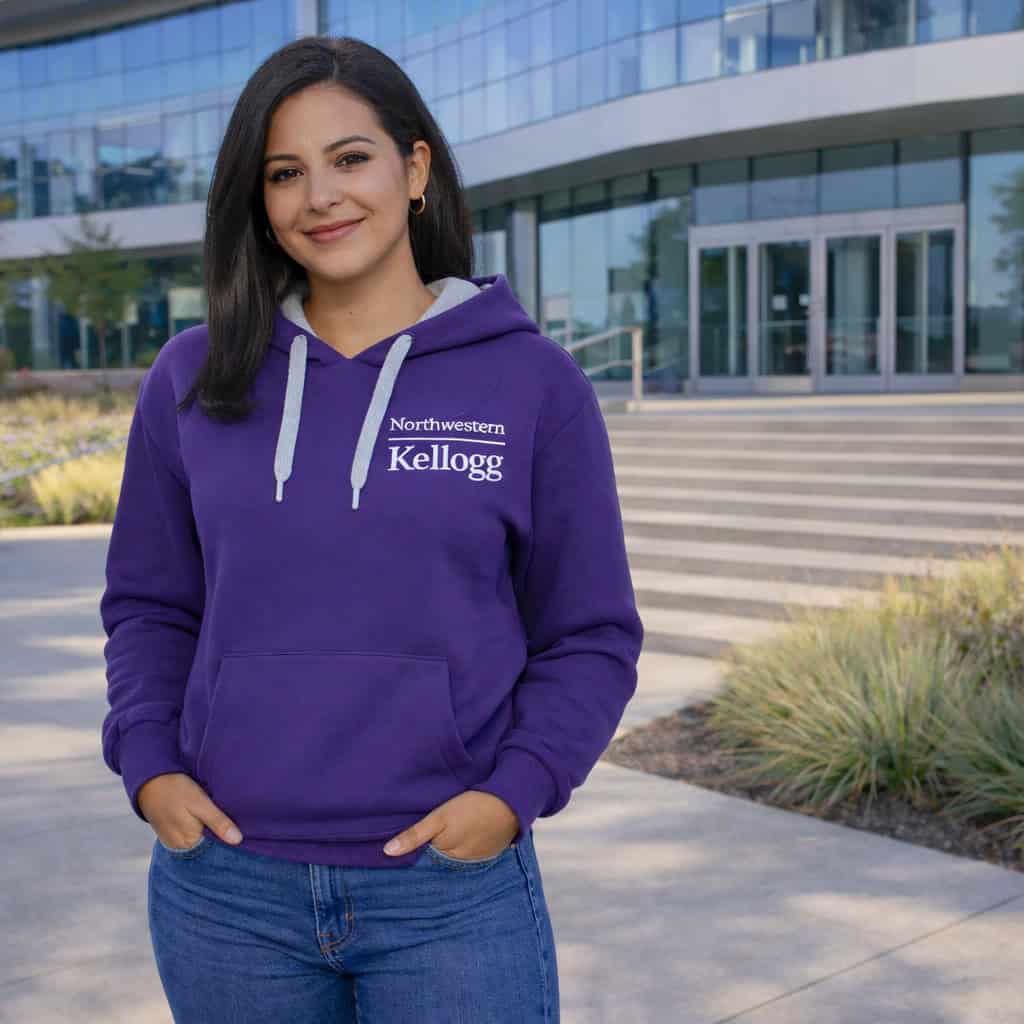 Northwestern I Kellogg Women's Antigua Victory Pullover Hooded Sweatshirt in Purple Color