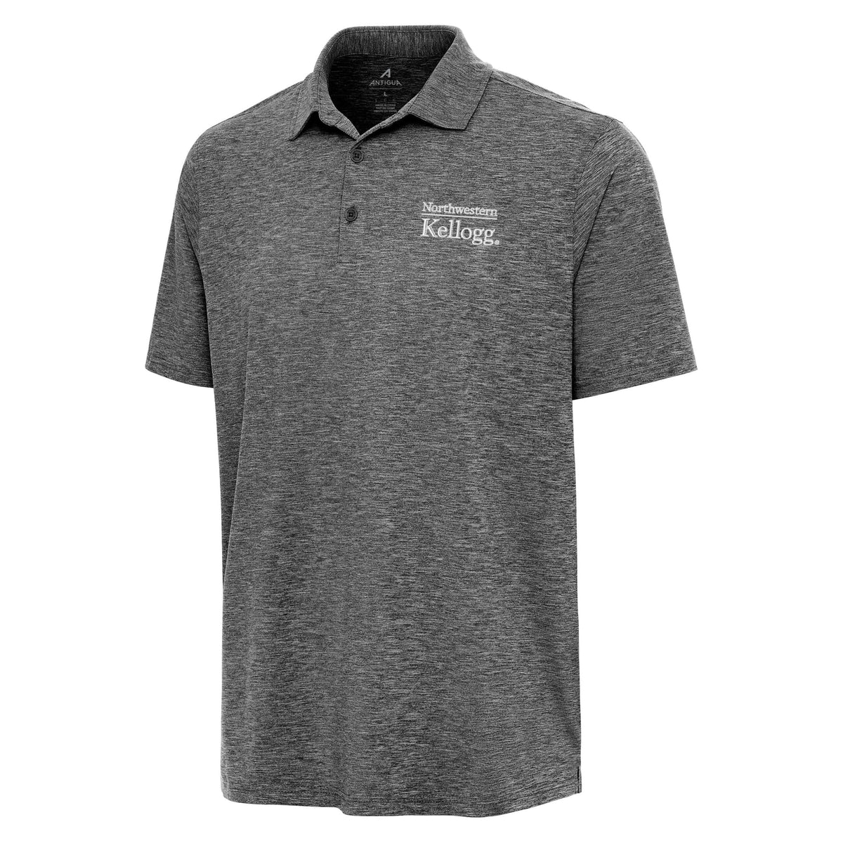 Northwestern I Kellogg Antigua Men's PAR3 Black Heather Polo Shirt