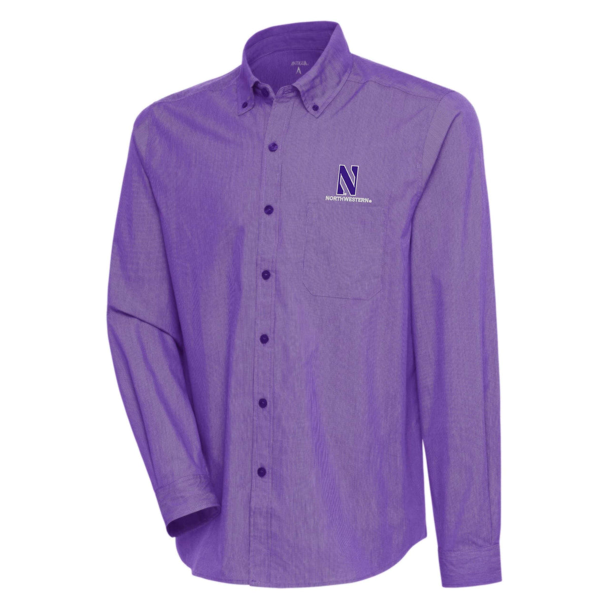 Northwestern University Wildcats Antigua Men's Compression Purple Long Sleeve Casual/Dress Shirt