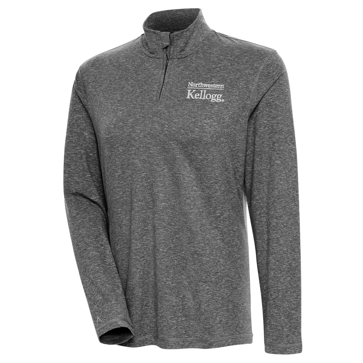 Northwestern I Kellogg Women's Antigua Confront Black Heather 1/4 Zip Pullover