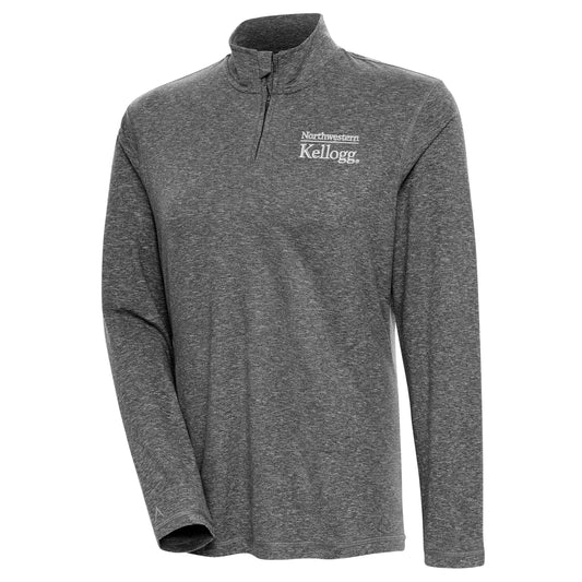 Northwestern I Kellogg Women's Antigua Confront Black Heather 1/4 Zip Pullover