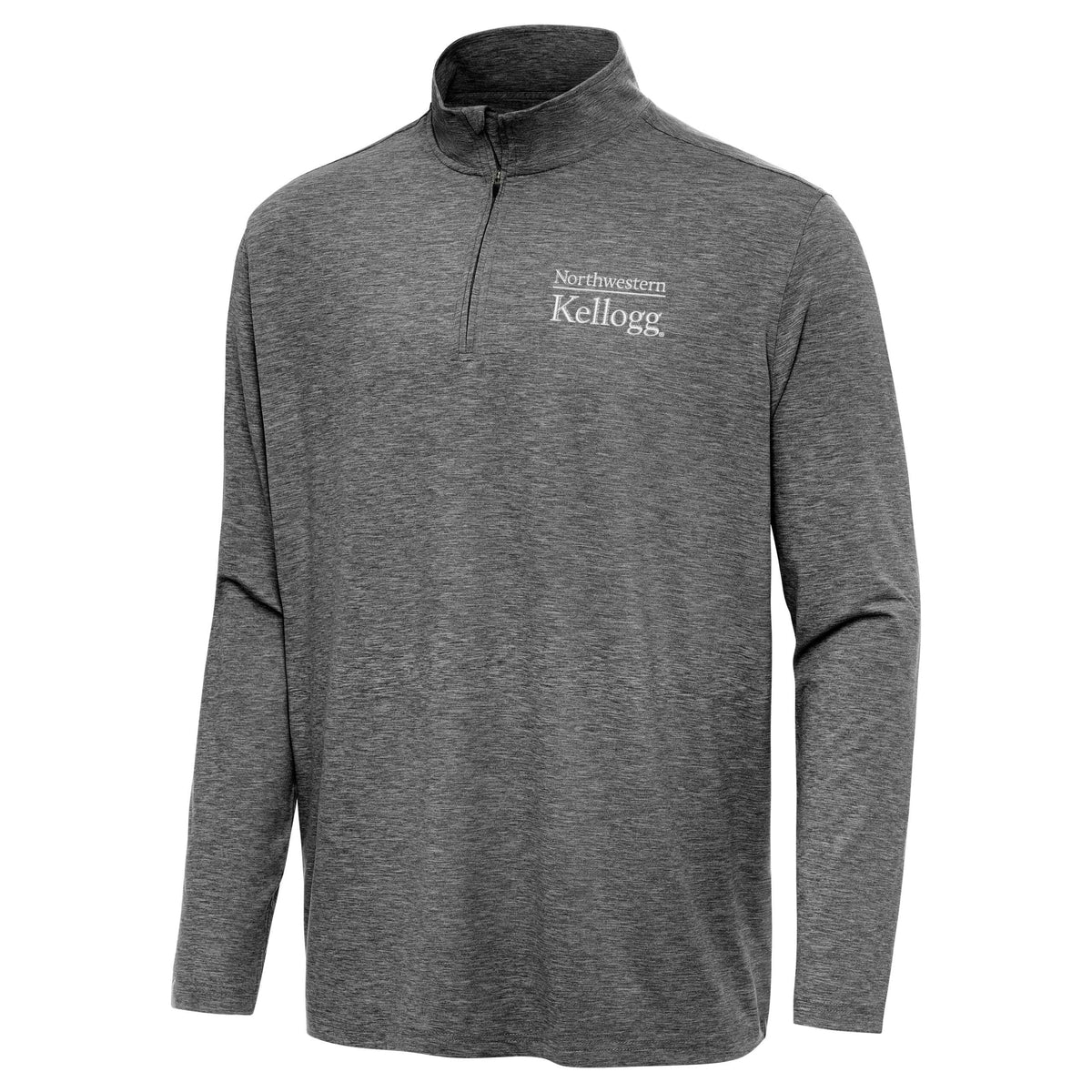 Northwestern I Kellogg Antigua Men's Hunk Black Heather 1/4 Zip Pullover
