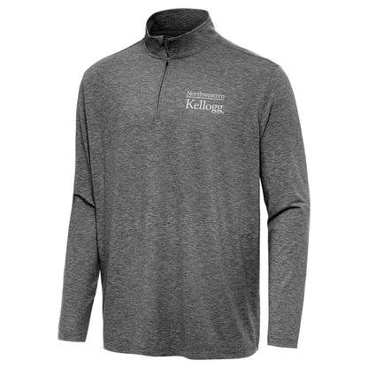 Northwestern I Kellogg Antigua Men's Hunk Black Heather 1/4 Zip Pullover