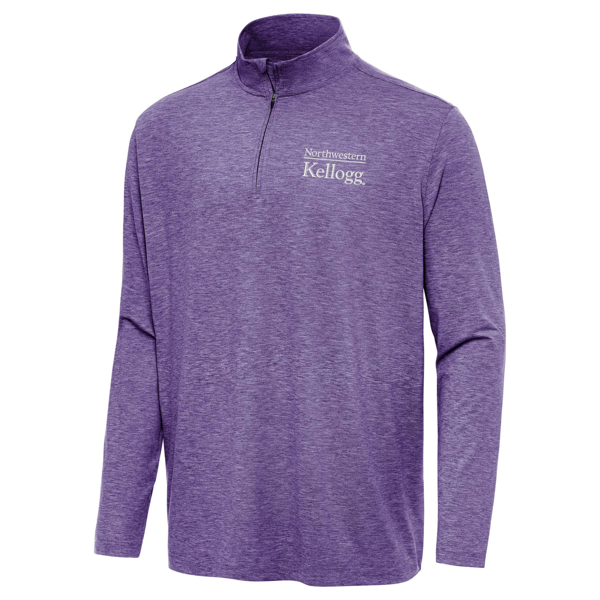 Northwestern I Kellogg Antigua Men's Hunk Purple Heather 1/4 Zip Pullover-2