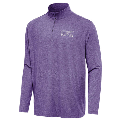 Northwestern I Kellogg Antigua Men's Hunk Purple Heather 1/4 Zip Pullover-2