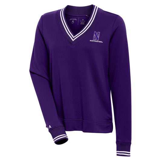 Northwestern University Wildcats Antigua Ladies Parker V-neck purple Pullover