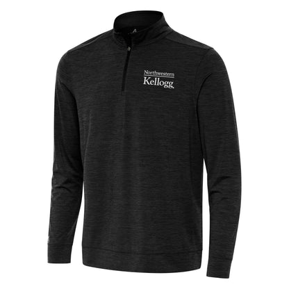 Northwestern I Kellogg Men's Antigua Black Heather Bright 1/4 Zip Pullover