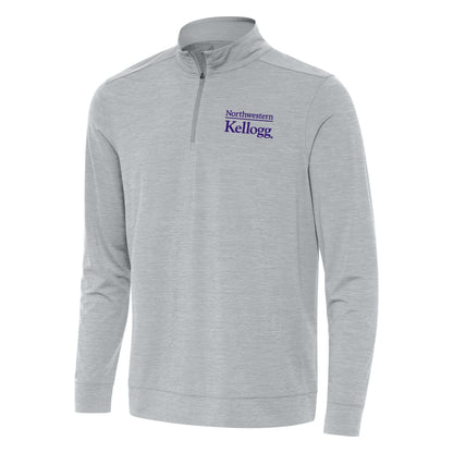 Northwestern I Kellogg Men's Antigua Skyscraper Heather Bright 1/4 Zip Pullover -2