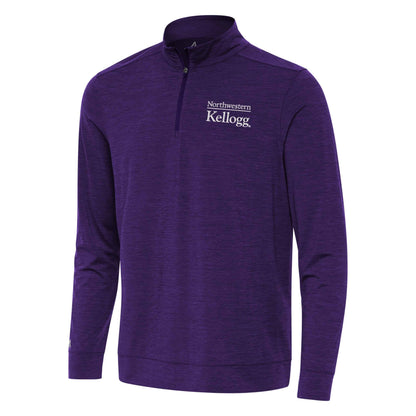 Northwestern I Kellogg Men's Antigua Purple Heather Bright 1/4 Zip Pullover-2