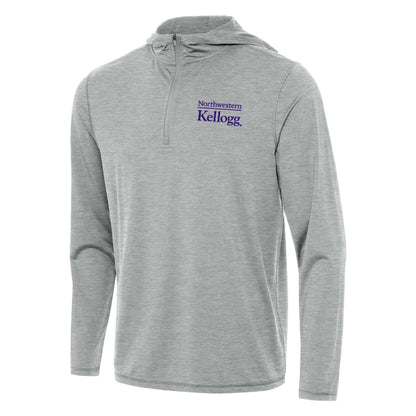 Northwestern I Kellogg Men's Antigua Skyscraper Heather Tidy 1/4 Zip Pullover Hood-2