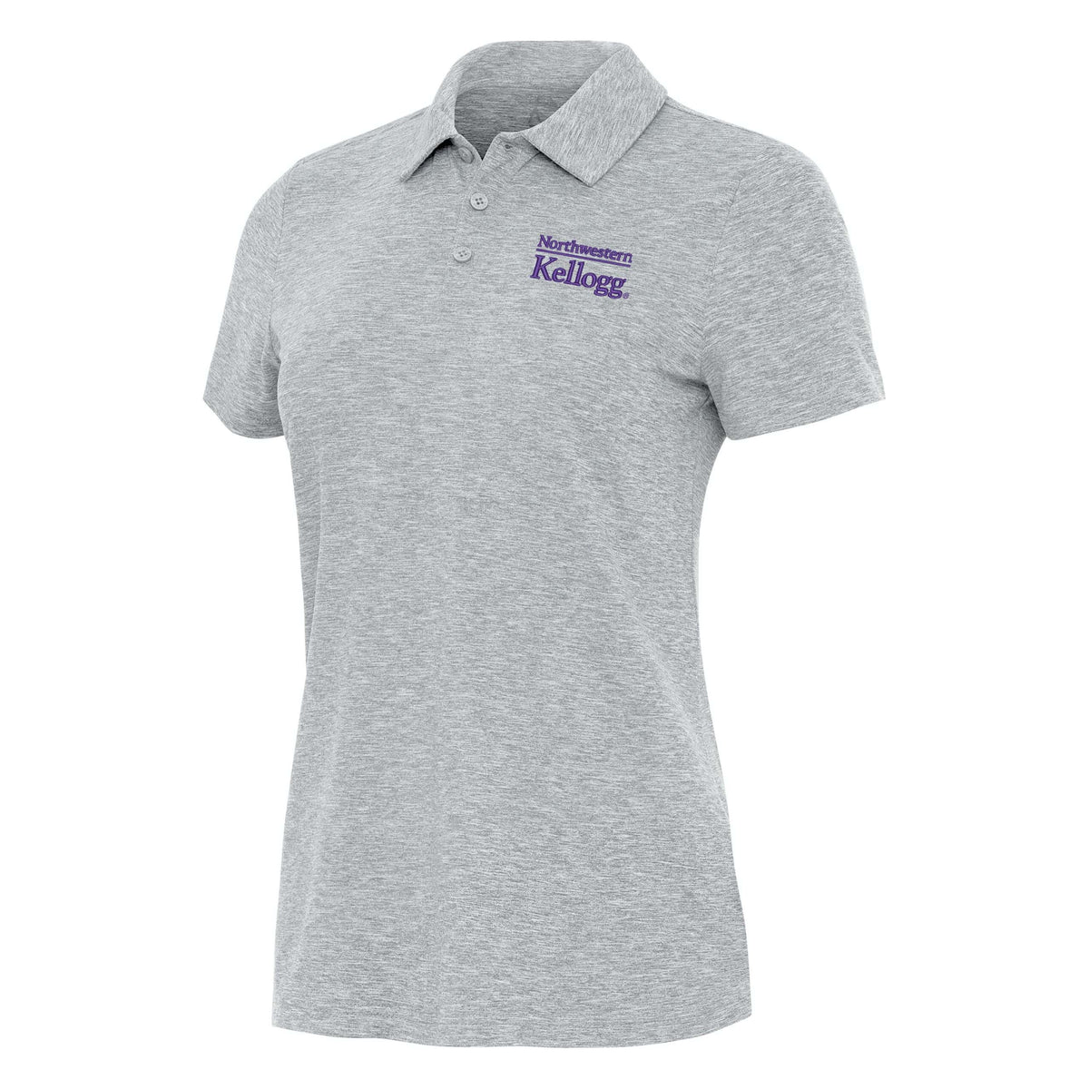 Northwestern I Kellogg Antigua Women's Matter Skyscraper Heather Polo-2