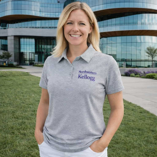 Northwestern I Kellogg Antigua Women's Matter Skyscraper Heather Polo
