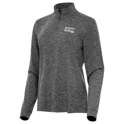 Northwestern I Kellogg Women's Antigua Black Heather Mentor 1/4 Zip Pullover -2