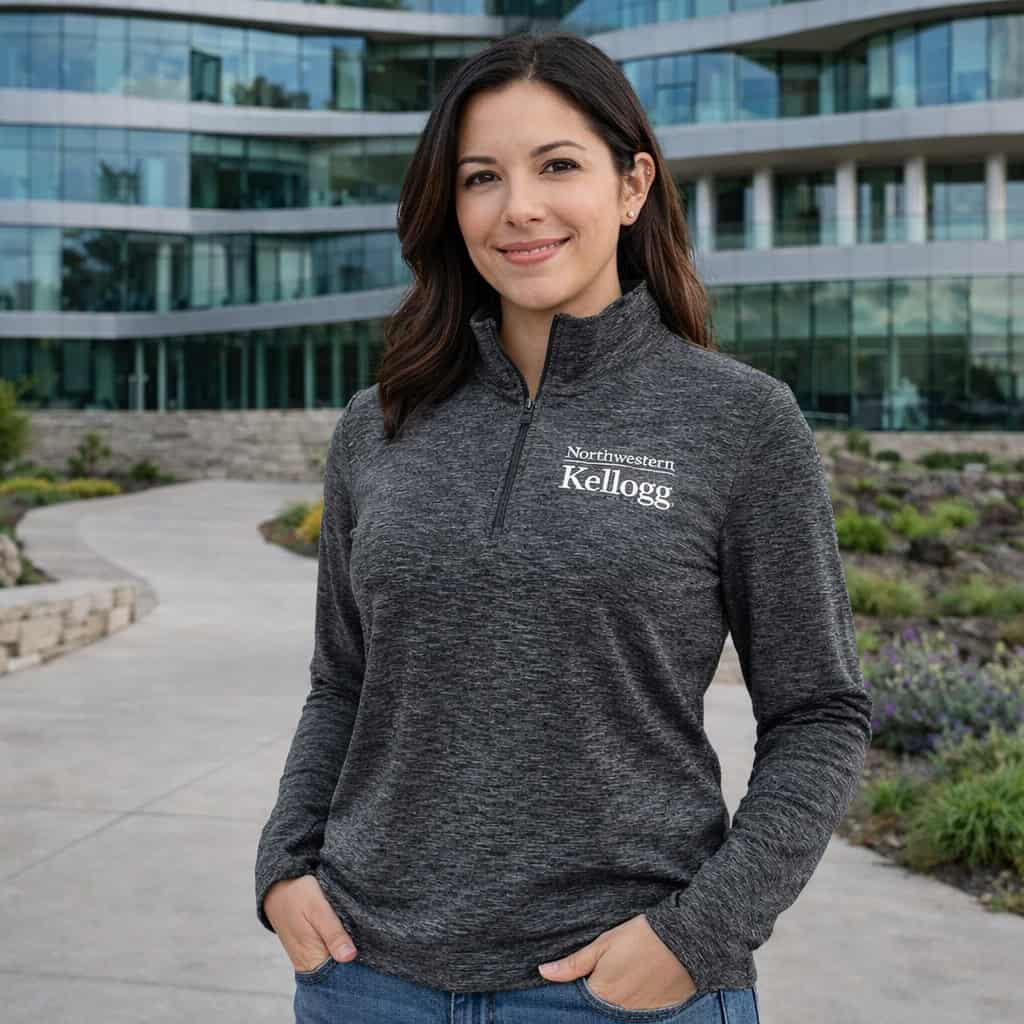 Northwestern I Kellogg Women's Antigua Black Heather Mentor 1/4 Zip Pullover